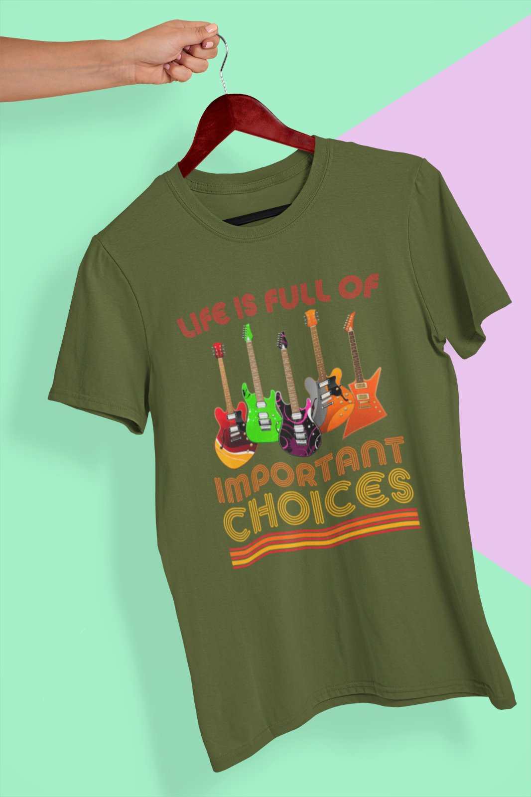 Funny Guitar Player T Shirt Life Is Full Of Important Choices Guitars Galaxy Tees