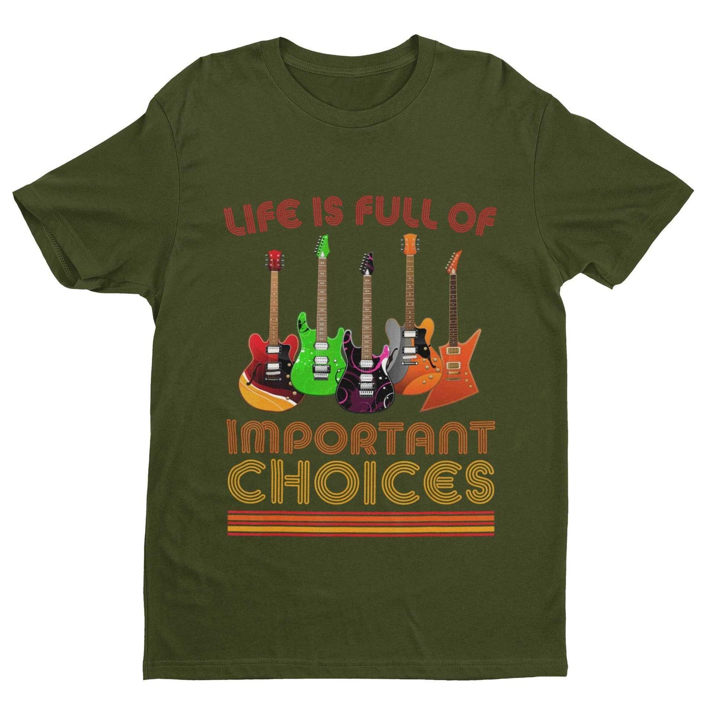 Funny Guitar Player T Shirt Life Is Full Of Important Choices Guitars Galaxy Tees