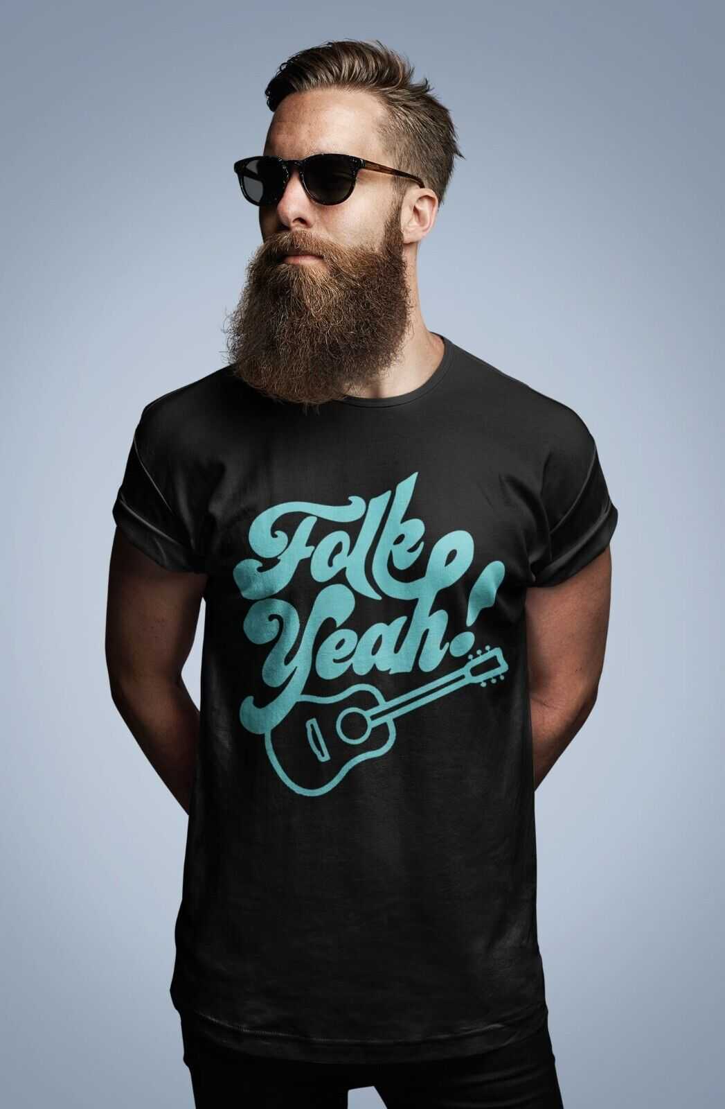 Funny Guitar T Shirt FOLK YEAH Accoustic Music Guitarist Gift Idea RudGalaxy Tees
