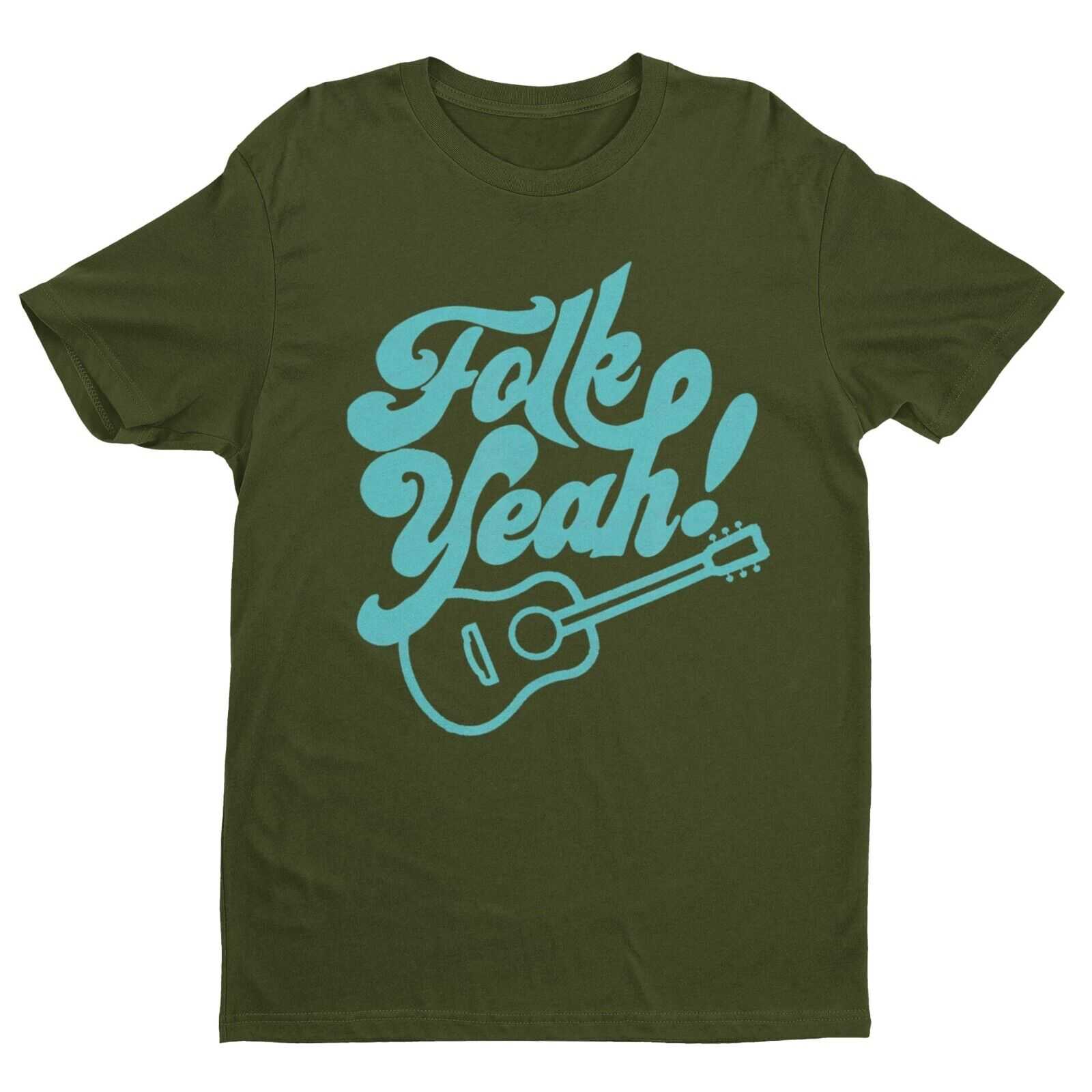 Funny Guitar T Shirt FOLK YEAH Accoustic Music Guitarist Gift Idea RudGalaxy Tees