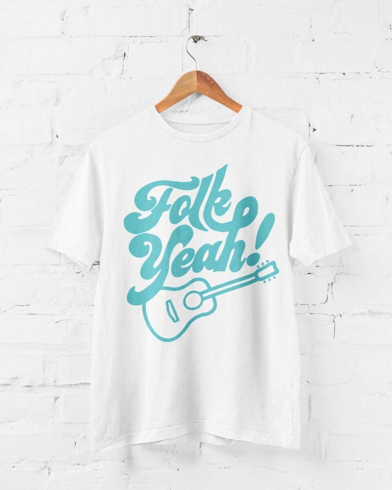 Funny Guitar T Shirt FOLK YEAH Accoustic Music Guitarist Gift Idea RudGalaxy Tees