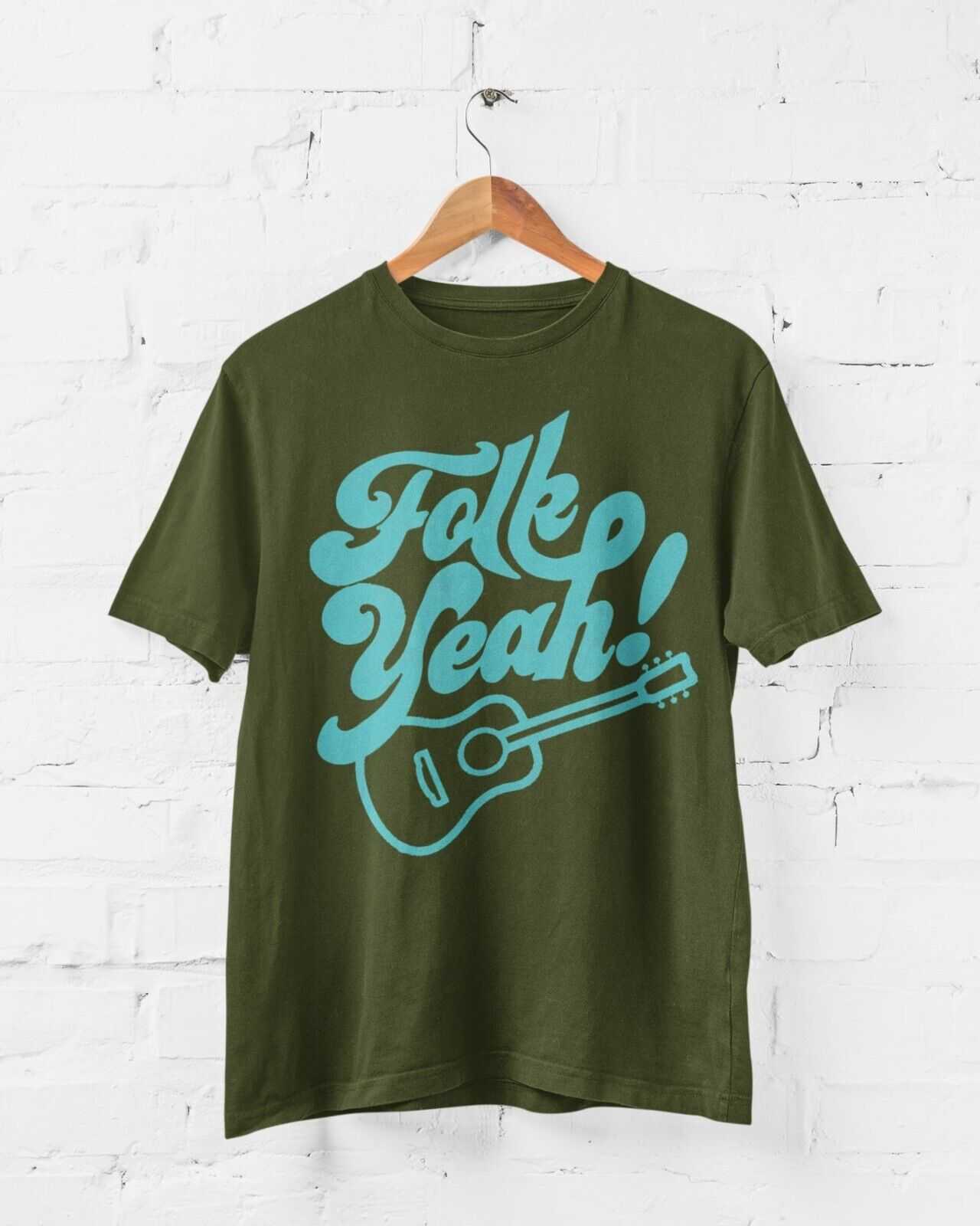 Funny Guitar T Shirt FOLK YEAH Accoustic Music Guitarist Gift Idea RudGalaxy Tees