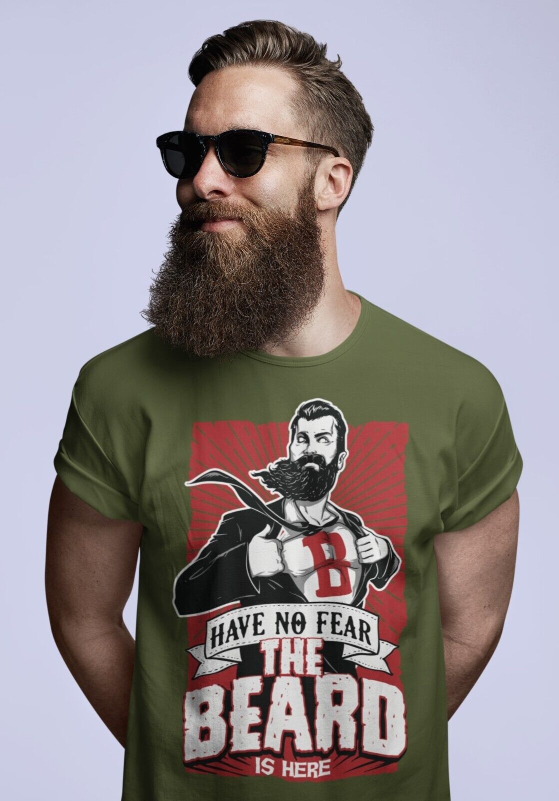 Funny HAVE NO FEAR THE BEARD IS HERE T SHirt Bearded Men Facial Hair HGalaxy Tees