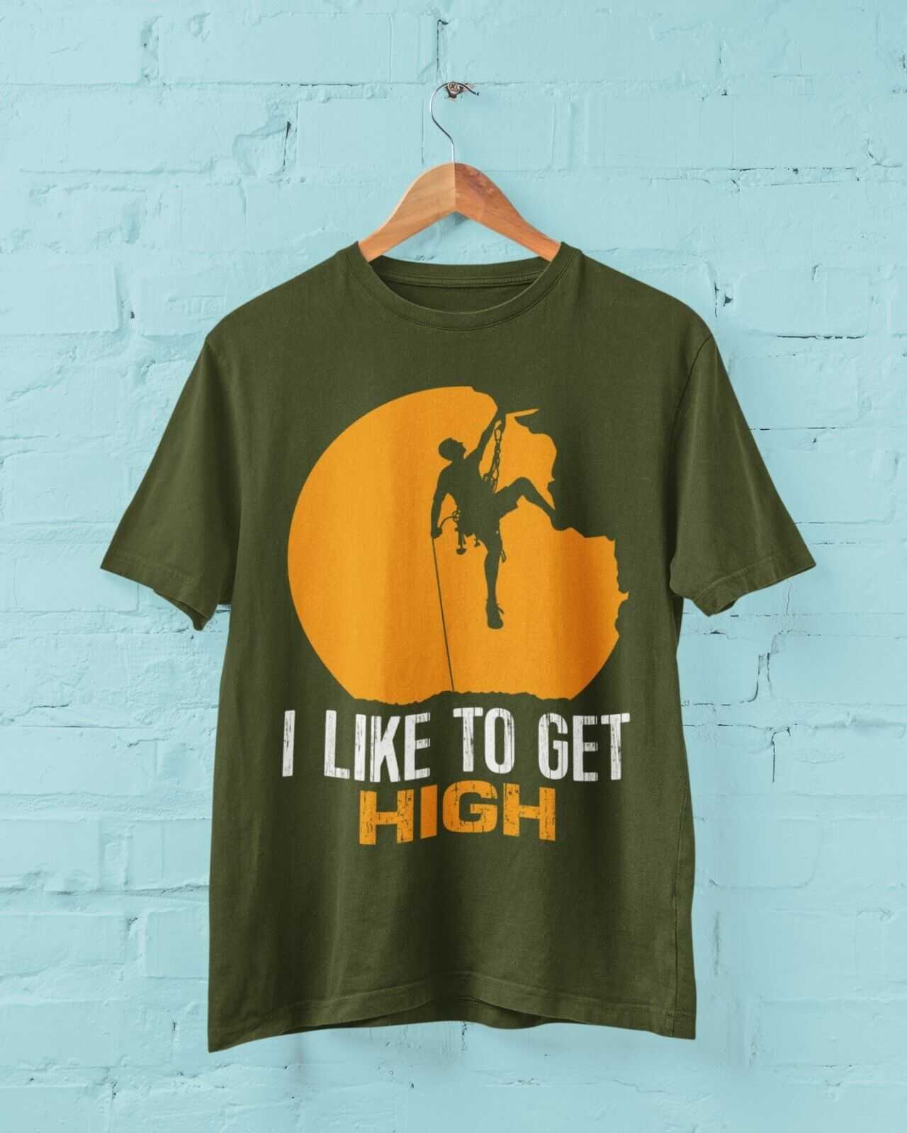 Funny ROCK CLIMBING T Shirt I LIKE TO GET HIGH Gift Idea Climber Free Galaxy Tees