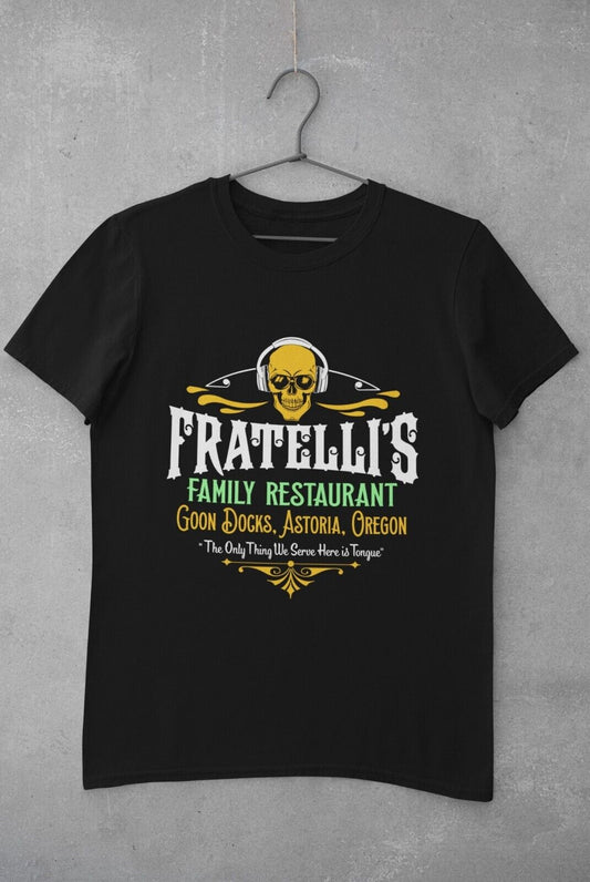 Funny Retro 80s Movie T Shirt FRATELLI'S FAMILY RESTAURANT Good Docks Galaxy Tees