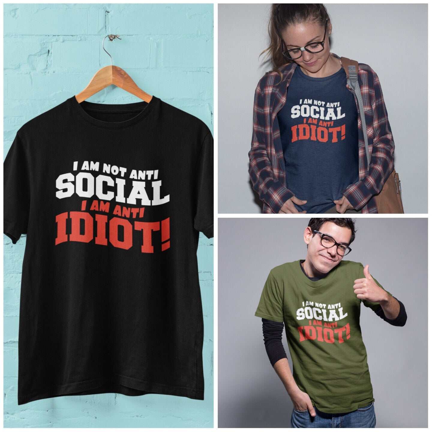 Funny Sarcastic Joke T Shirt I Am Not Anti Social I Am Anti Idiot IntrGalaxy Tees