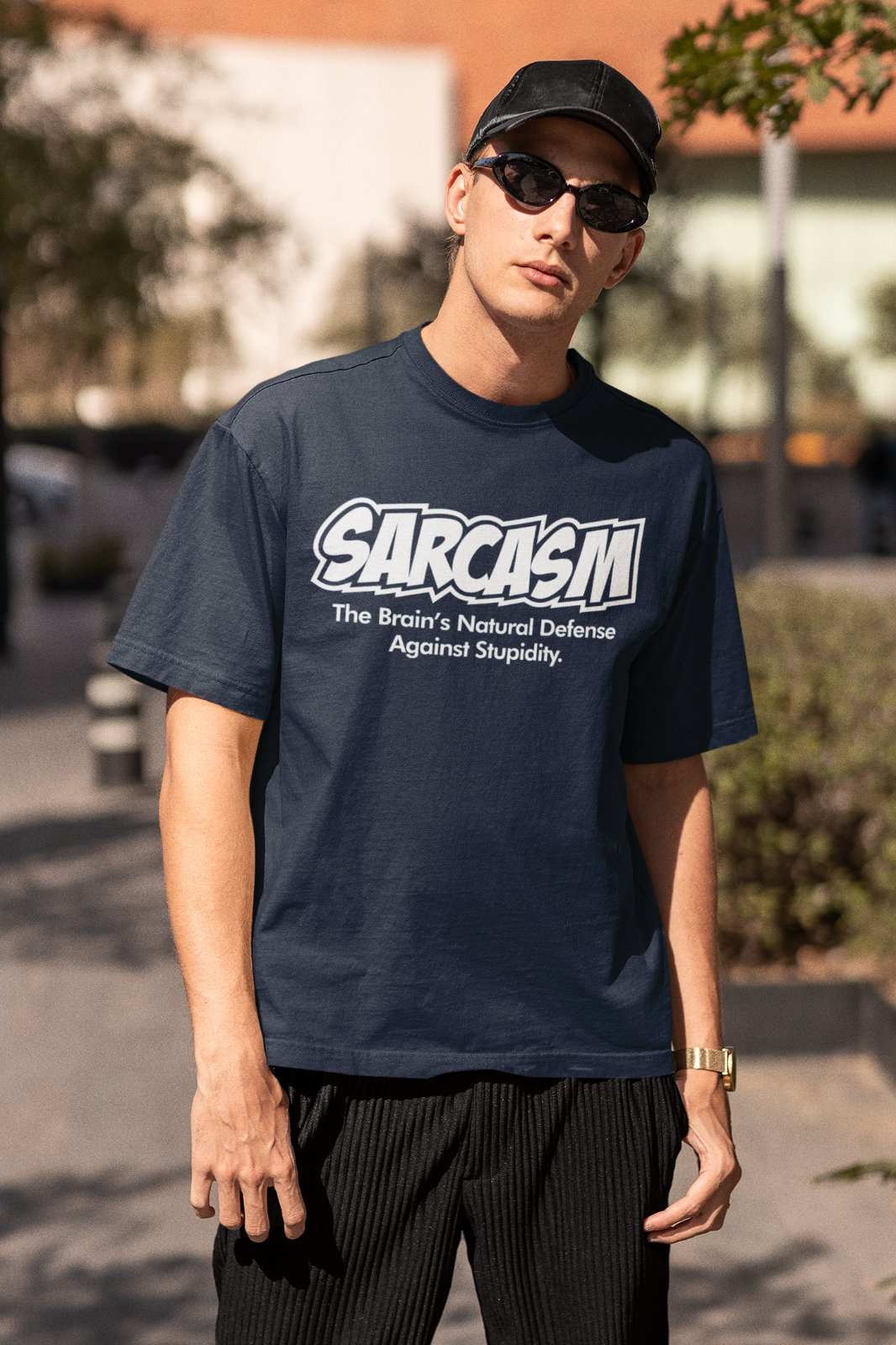 Funny Sarcastic T Shirt Sarcasm The Brains Natural Defence Against StuGalaxy Tees