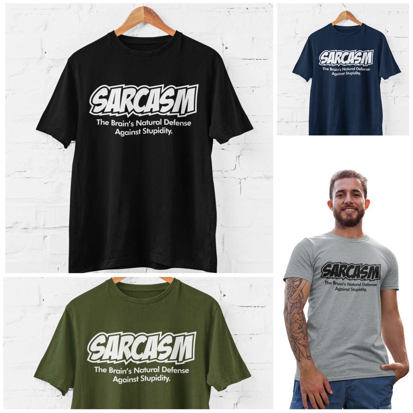 Funny Sarcastic T Shirt Sarcasm The Brains Natural Defence Against StuGalaxy Tees