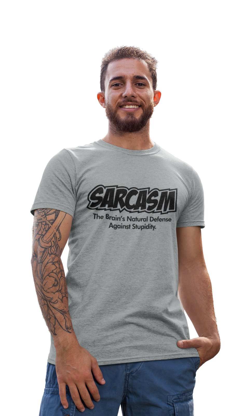 Funny Sarcastic T Shirt Sarcasm The Brains Natural Defence Against StuGalaxy Tees