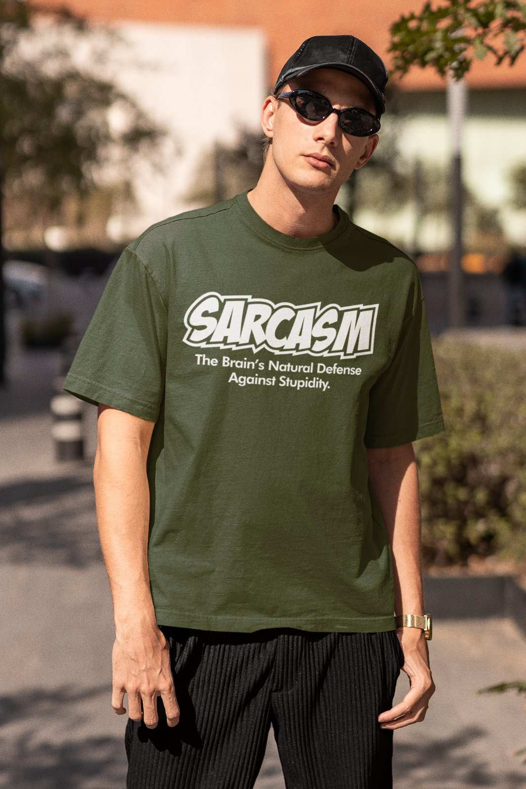 Funny Sarcastic T Shirt Sarcasm The Brains Natural Defence Against StuGalaxy Tees