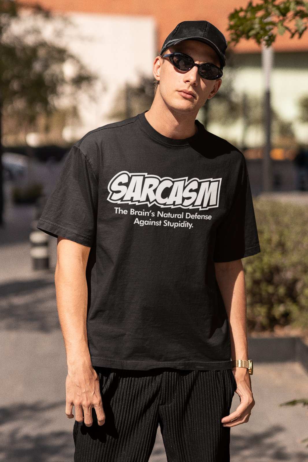 Funny Sarcastic T Shirt Sarcasm The Brains Natural Defence Against StuGalaxy Tees