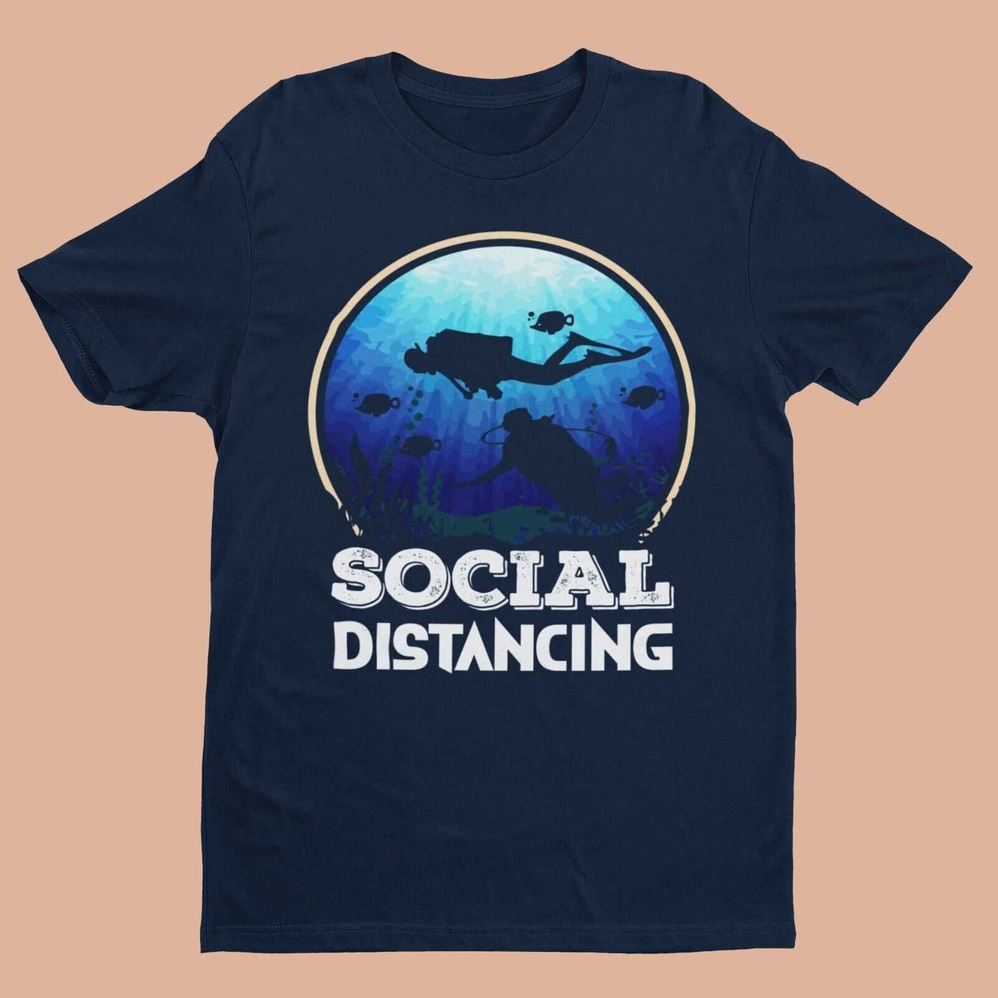 Funny Scuba Diving T Shirt SOCIAL DISTANCING Dive Sea Diver Gift Idea Galaxy Tees