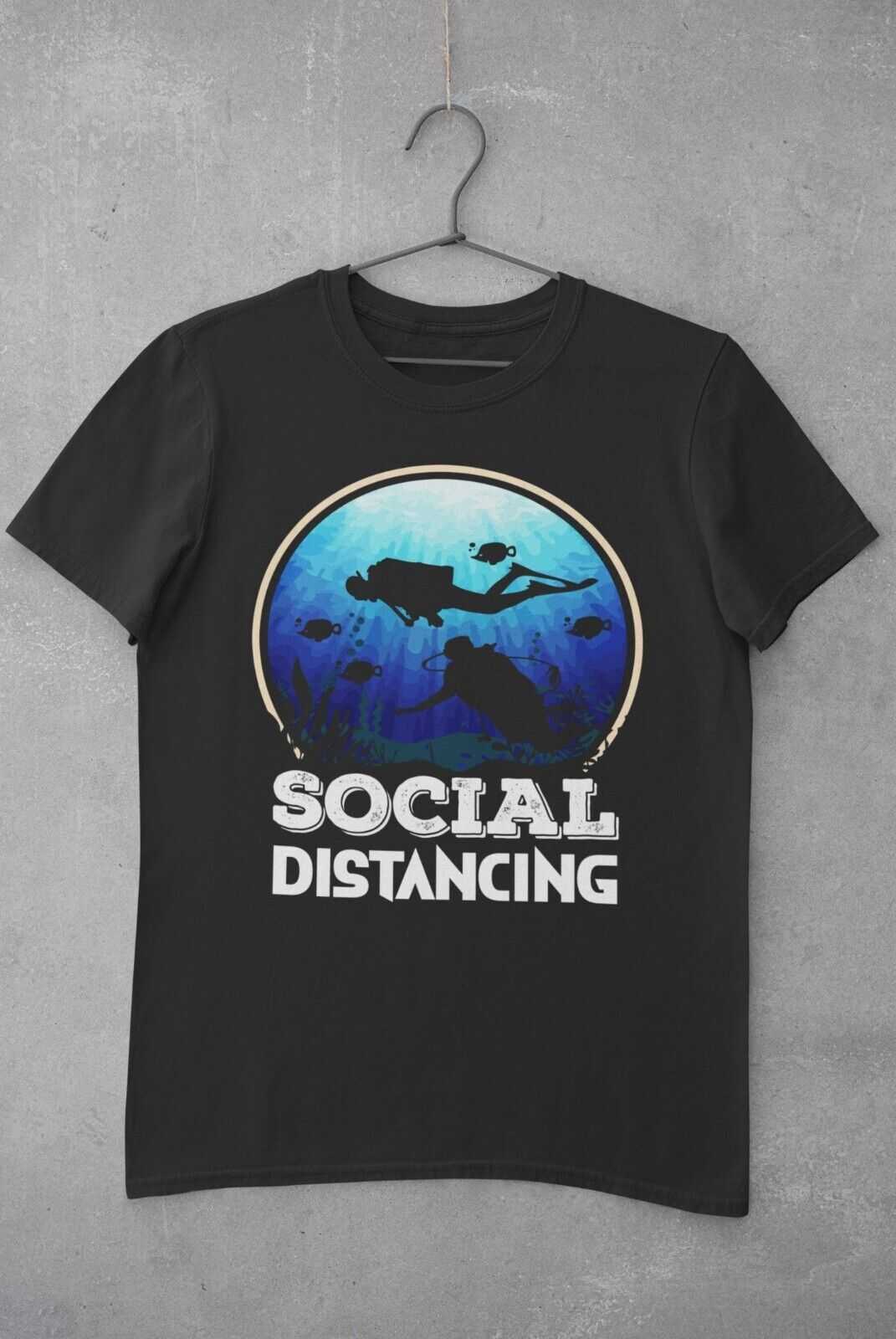 Funny Scuba Diving T Shirt SOCIAL DISTANCING Dive Sea Diver Gift Idea Galaxy Tees