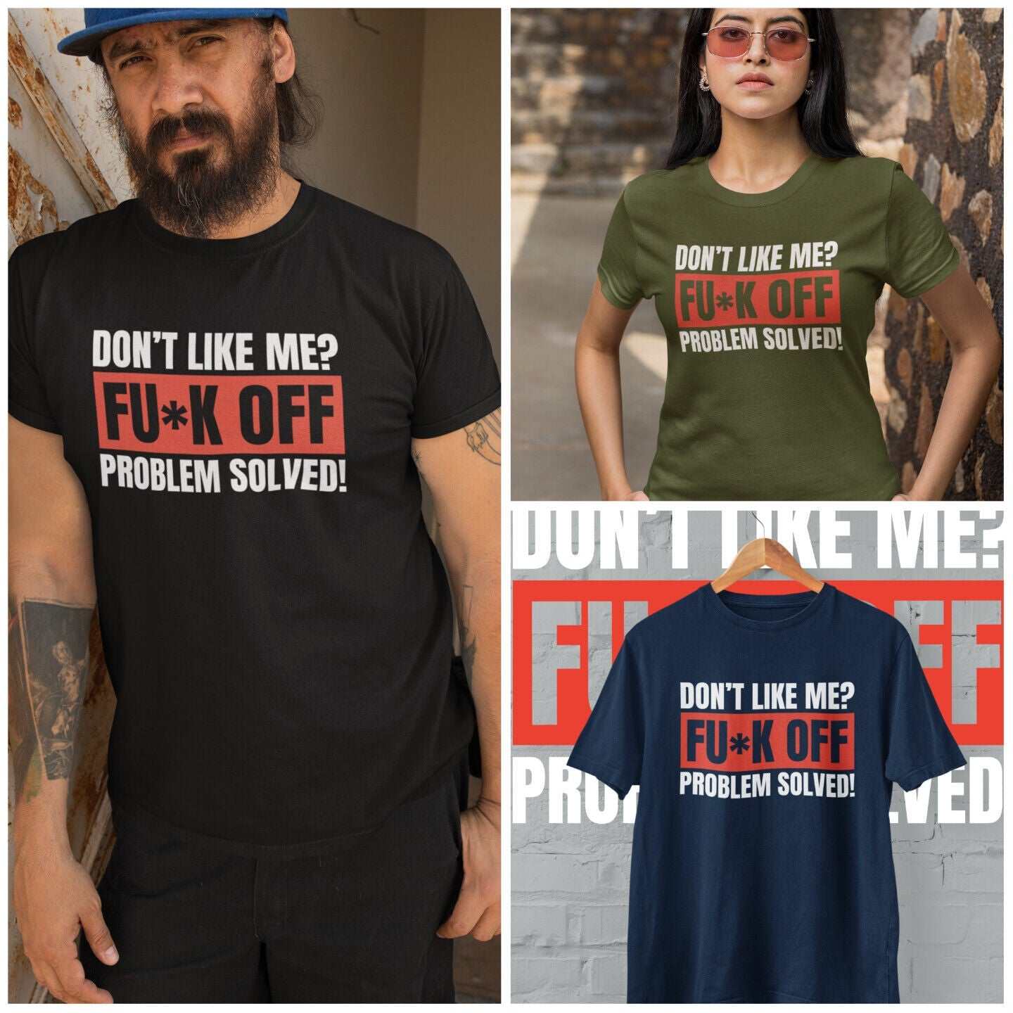 Funny T Shirt Don't Like Me? Fu*k Off Problem Solved T-ShirtGalaxy Tees