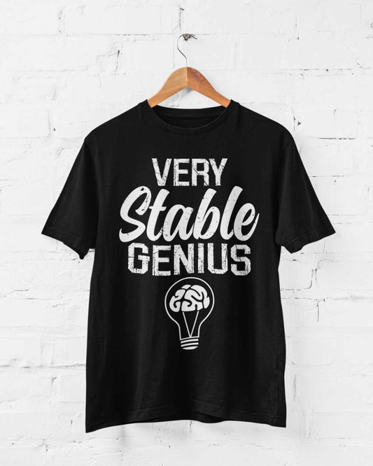 Funny T Shirt Very Stable Genius Trump Parody Novelty Lightbulb UnhingGalaxy Tees