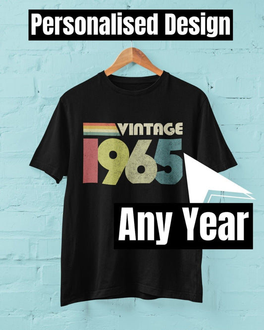 Funny Vintage ANY YEAR Retro Font Birthday T Shirt Personalised Gift IGalaxy Tees