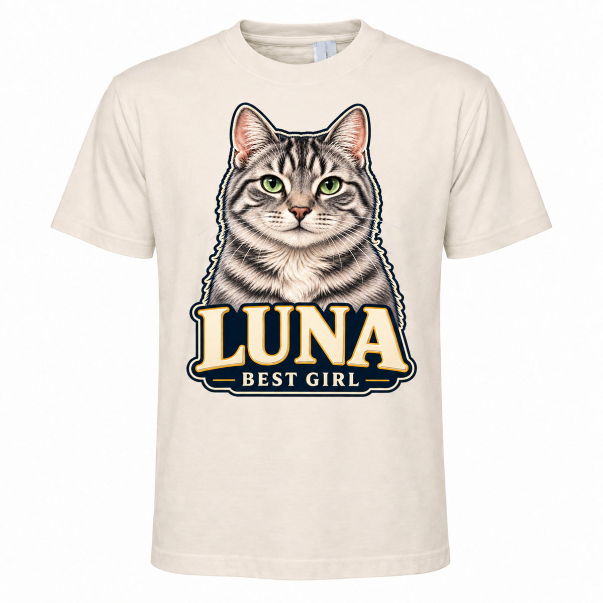 Personalised Cat Portrait T-Shirt – Custom Pet Photo & Text Unisex Gift