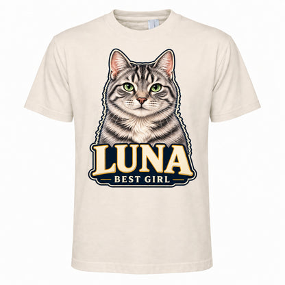Personalised Cat Portrait T-Shirt – Custom Pet Photo & Text Unisex Gift