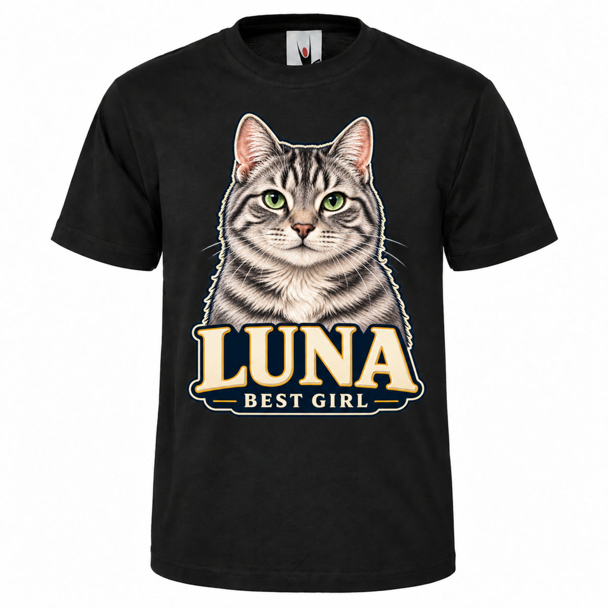 Personalised Cat Portrait T-Shirt – Custom Pet Photo & Text Unisex Gift