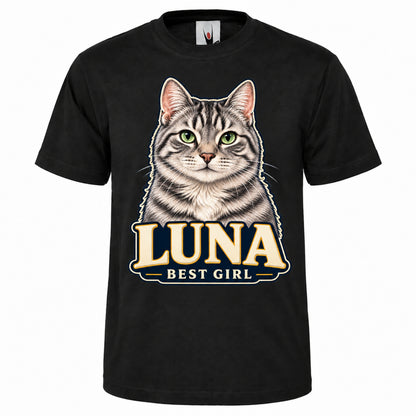 Personalised Cat Portrait T-Shirt – Custom Pet Photo & Text Unisex Gift
