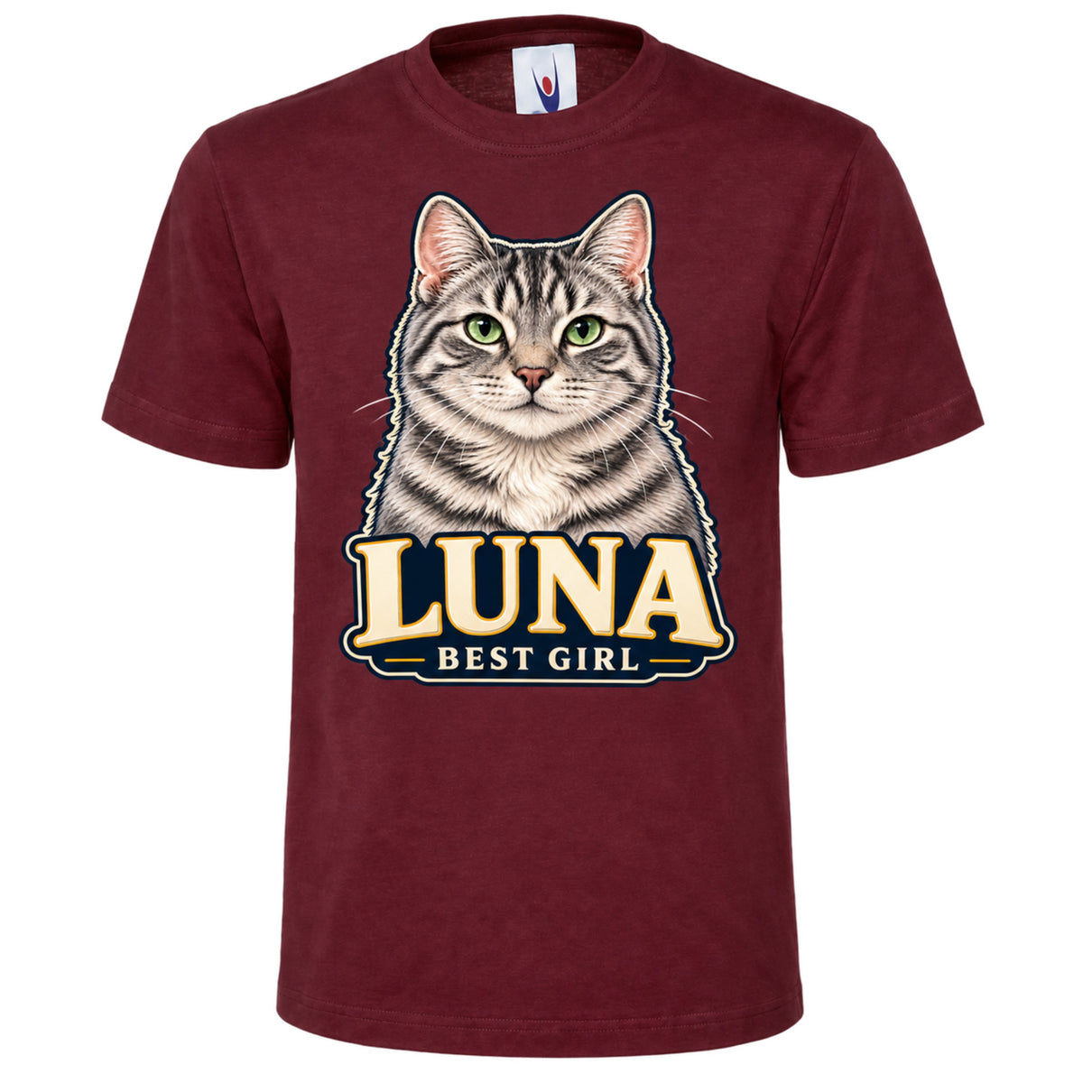 Personalised Cat Portrait T-Shirt – Custom Pet Photo & Text Unisex Gift