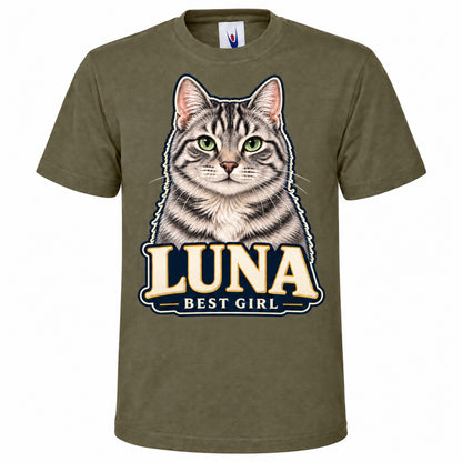 Personalised Cat Portrait T-Shirt – Custom Pet Photo & Text Unisex Gift