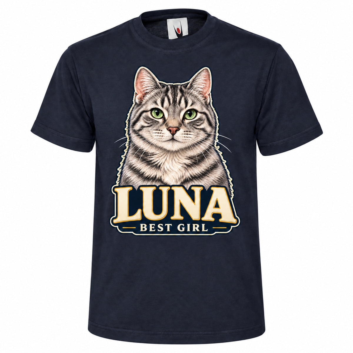 Personalised Cat Portrait T-Shirt – Custom Pet Photo & Text Unisex Gift