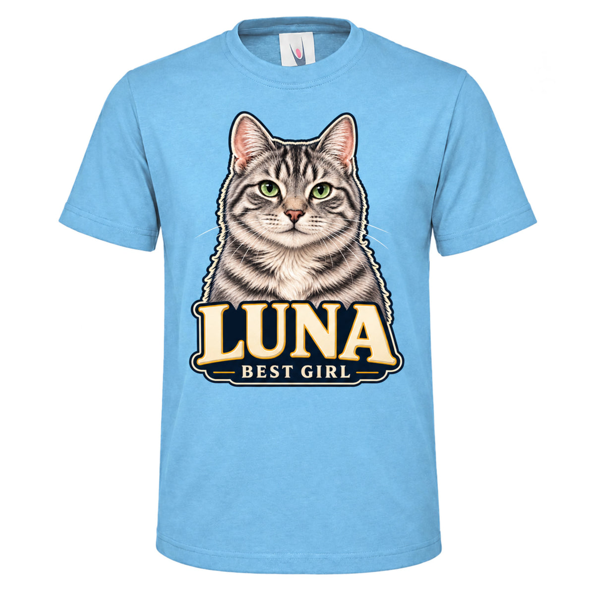 Personalised Cat Portrait T-Shirt – Custom Pet Photo & Text Unisex Gift