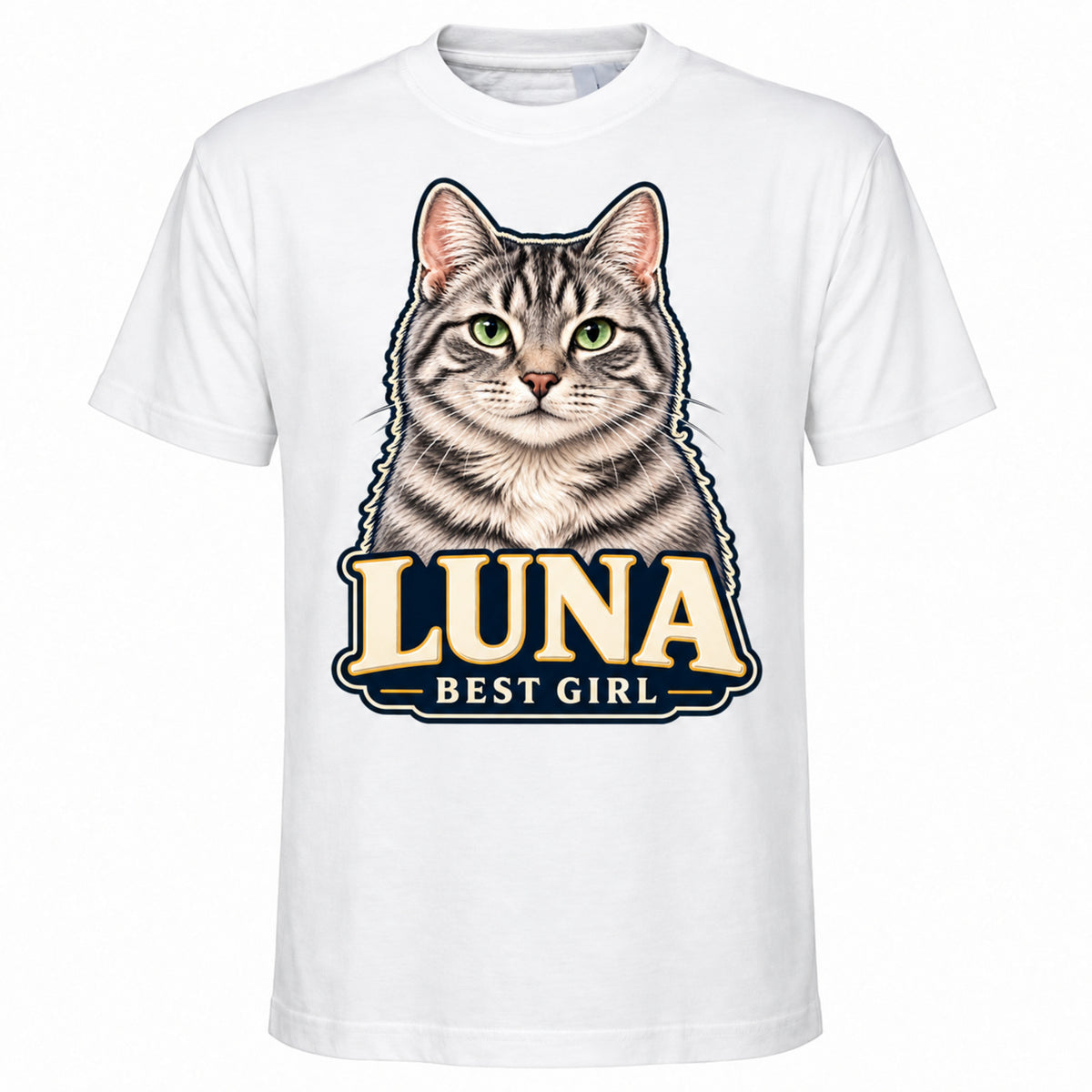 Personalised Cat Portrait T-Shirt – Custom Pet Photo & Text Unisex Gift