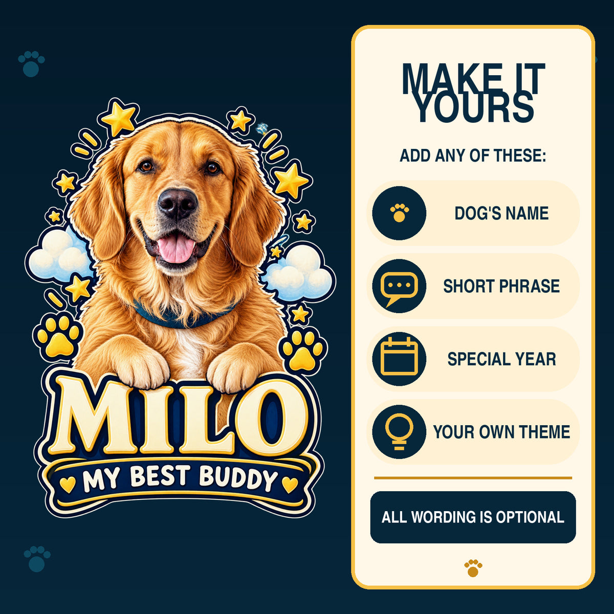 Personalised Kids Dog Portrait T-Shirt - Custom Pet Photo & Text Gift