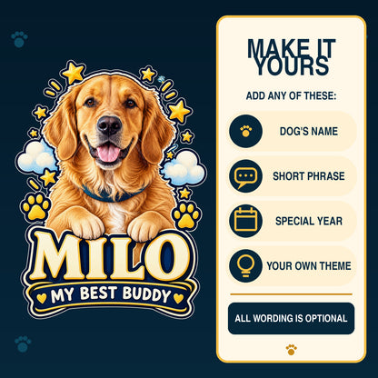 Personalised Kids Dog Portrait T-Shirt - Custom Pet Photo & Text Gift