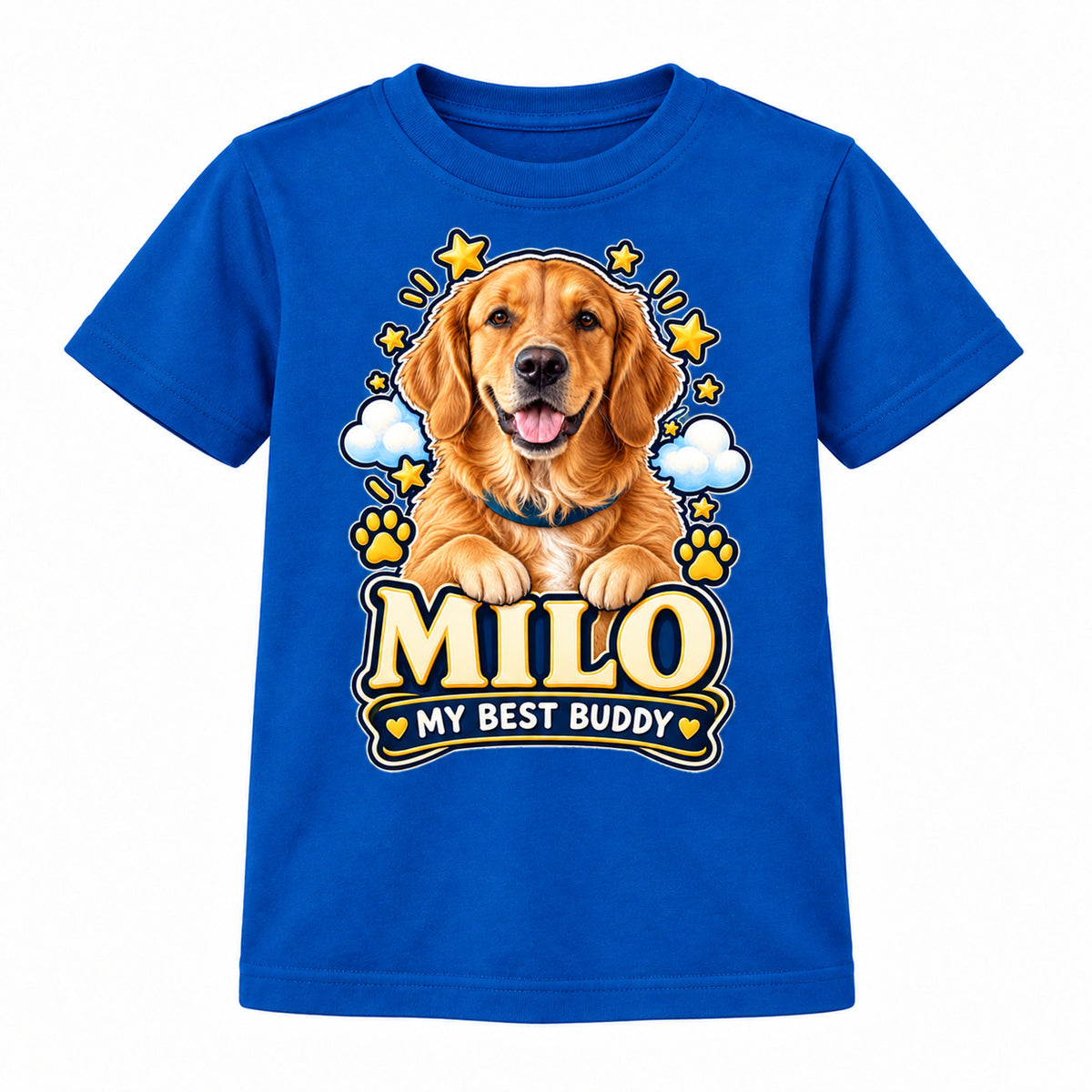 Personalised Kids Dog Portrait T-Shirt - Custom Pet Photo & Text Gift