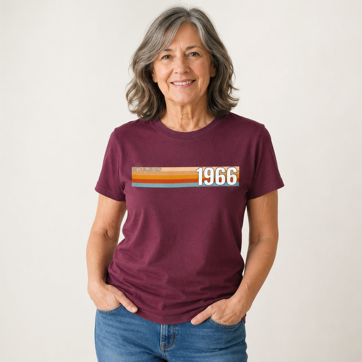 Established 1966 T-Shirt, 60th Birthday 2026 Retro Stripe Gift