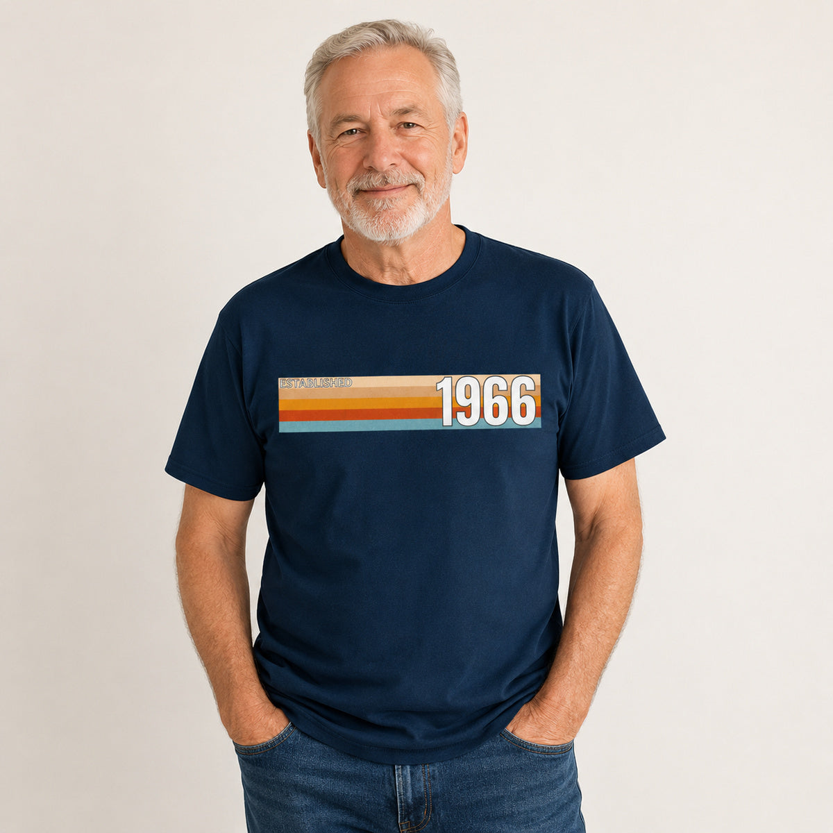 Established 1966 T-Shirt, 60th Birthday 2026 Retro Stripe Gift