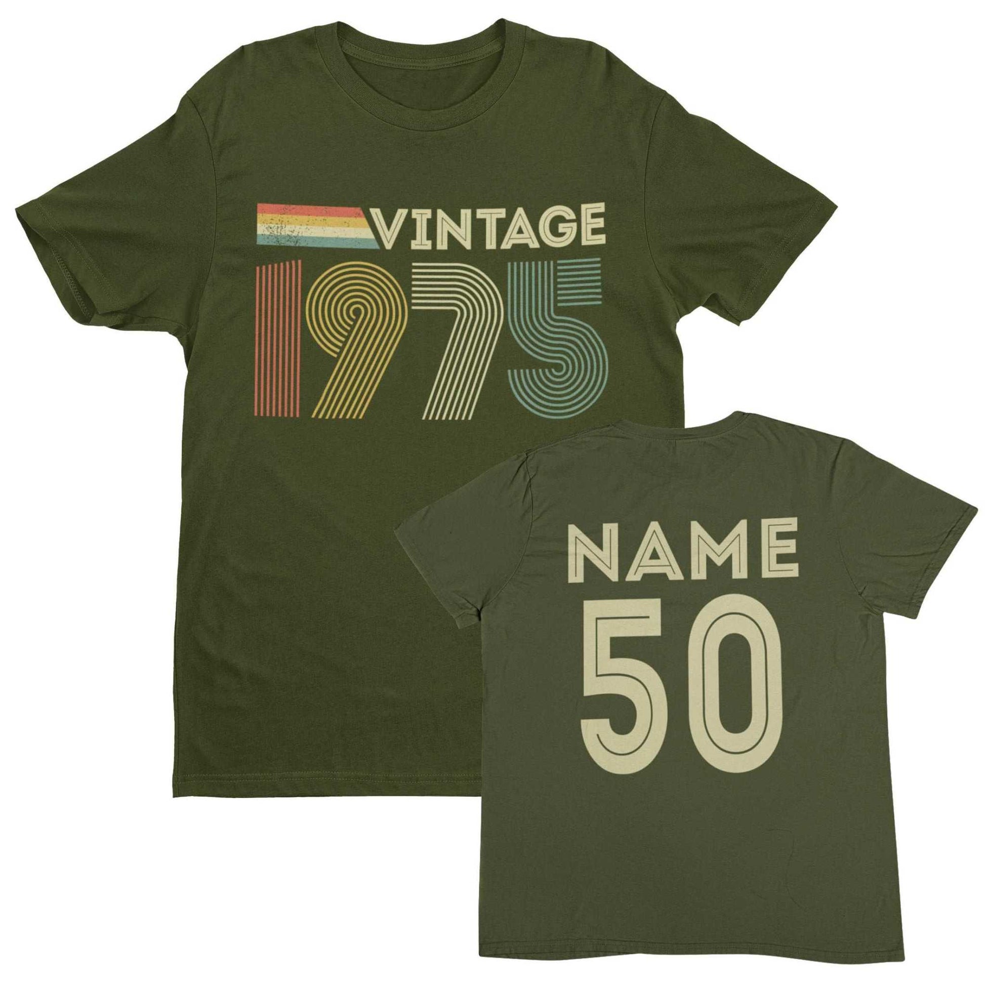 Vintage 1975 Personalised 50th Birthday T-Shirt for 2025, Custom Name Galaxy Tees