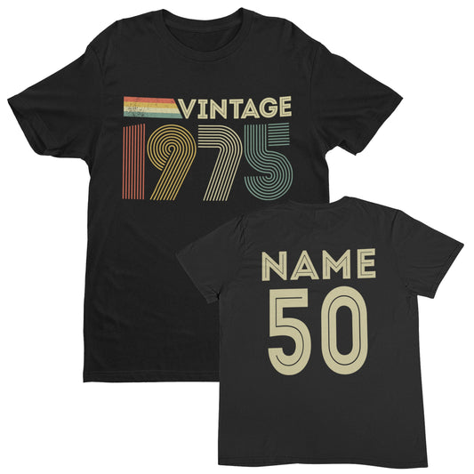 Vintage 1975 Personalised 50th Birthday T-Shirt for 2025, Custom Name Galaxy Tees