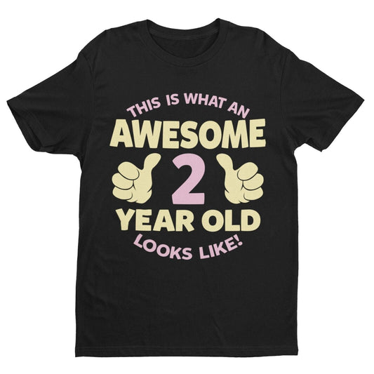 Girls 2nd Birthday T Shirt This Is What An  Awesome 2 Year Old Looks LGalaxy Tees