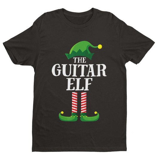 Guitar Themed Christmas Xmas T Shirt Guitar Elf Guitarist Musician FunGalaxy Tees