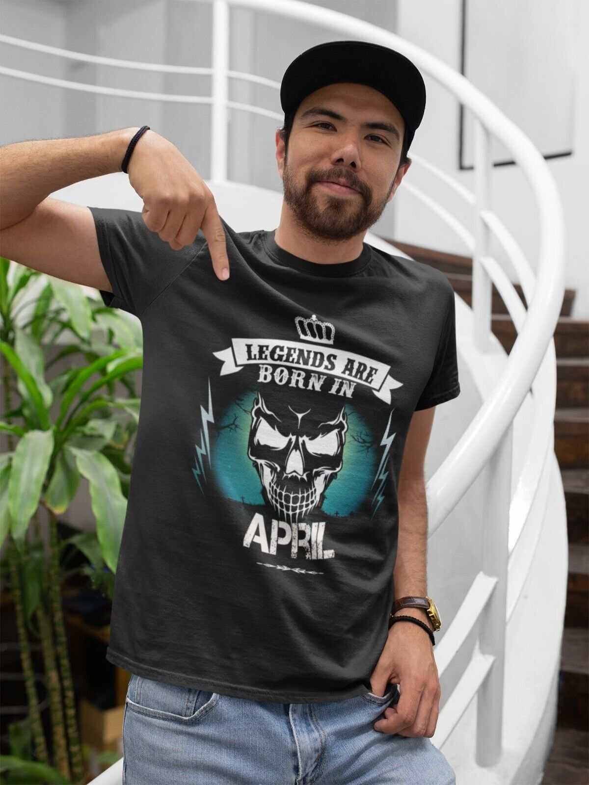 LEGENDS ARE BORN IN APRIL Funny Birthday T Shirt Gift Skull Novelty upGalaxy Tees