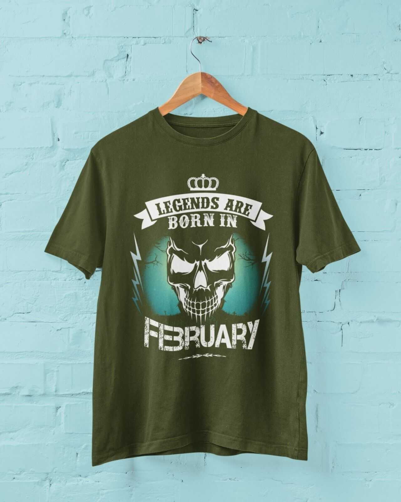 LEGENDS ARE BORN IN FEBRUARY Funny Birthday T Shirt Gift Skull NoveltyGalaxy Tees