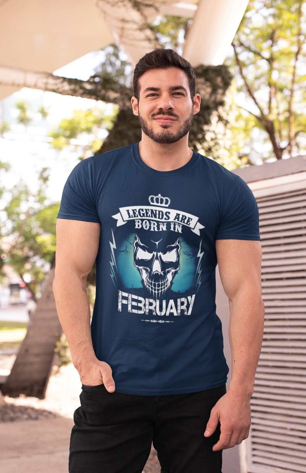 LEGENDS ARE BORN IN FEBRUARY Funny Birthday T Shirt Gift Skull NoveltyGalaxy Tees