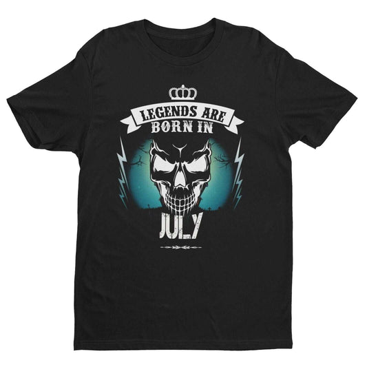 LEGENDS ARE BORN IN JULY Funny Birthday T Shirt Gift Skull Novelty up Galaxy Tees