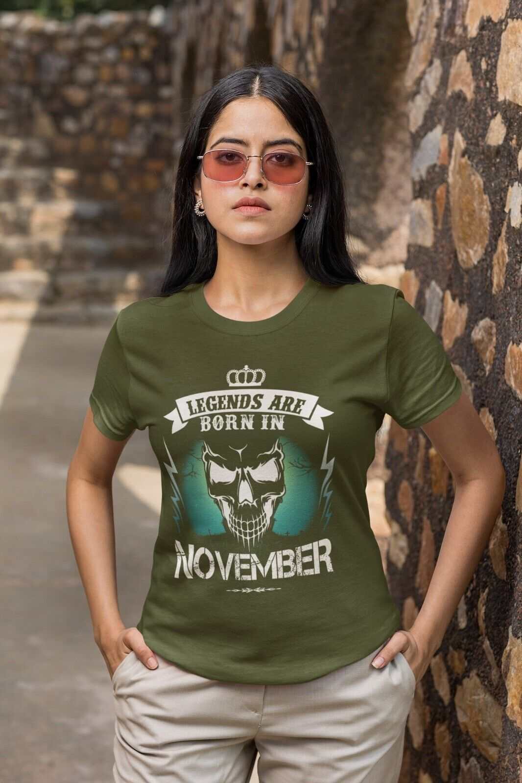 LEGENDS ARE BORN IN NOVEMBER Funny Birthday T Shirt Gift Skull NoveltyGalaxy Tees