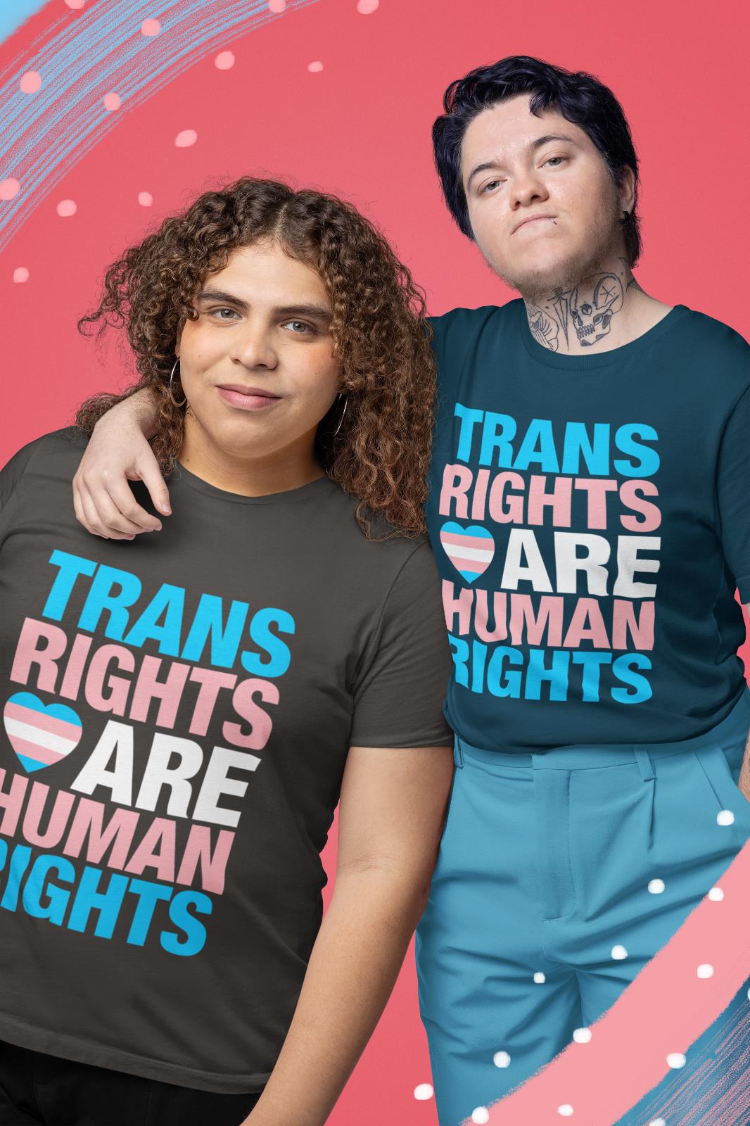 LGBTQIA+ T Shirt TRANS RIGHTS ARE HUMAN RIGHTS Pride TShirt Gift Woke Galaxy Tees