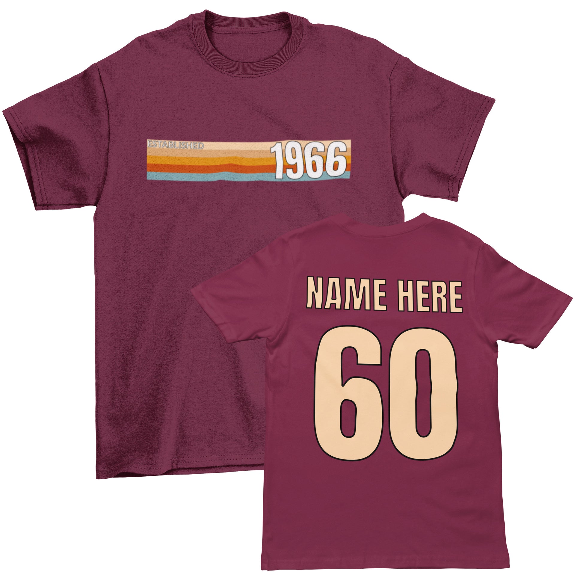 Personalised Vintage 1966 60th Birthday T-Shirt with Name on Back