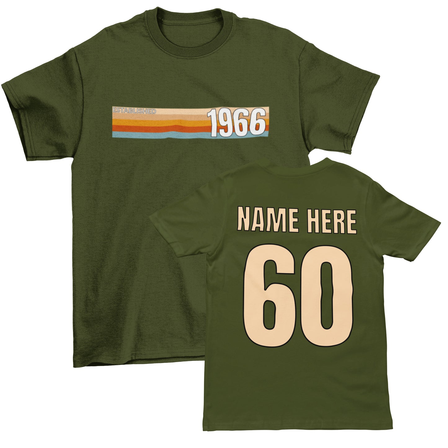 Personalised Vintage 1966 60th Birthday T-Shirt with Name on Back