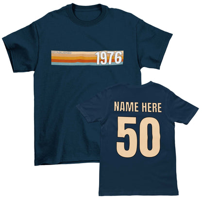Personalised Established 1976 T-Shirt, 50th Birthday Gift with Name Back Print
