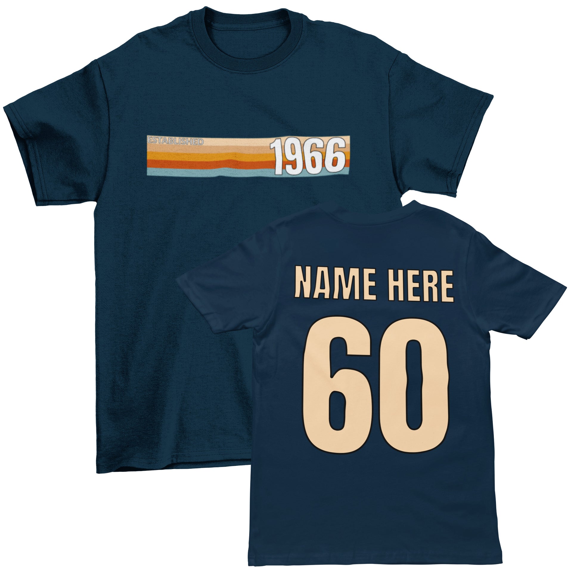 Personalised Vintage 1966 60th Birthday T-Shirt with Name on Back