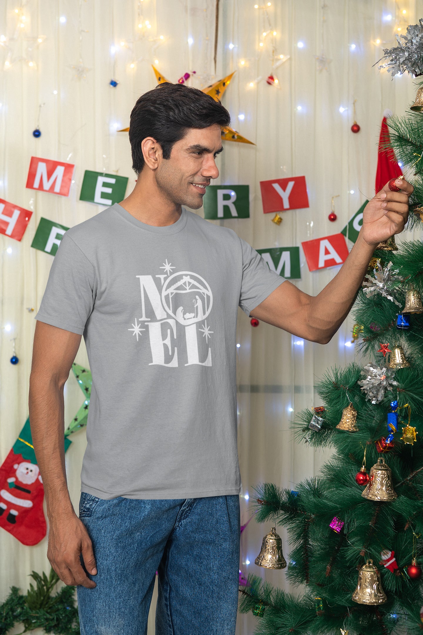 Noel Nativity Christmas T-Shirt Elegant Xmas Tee with Nativity Design Galaxy Tees