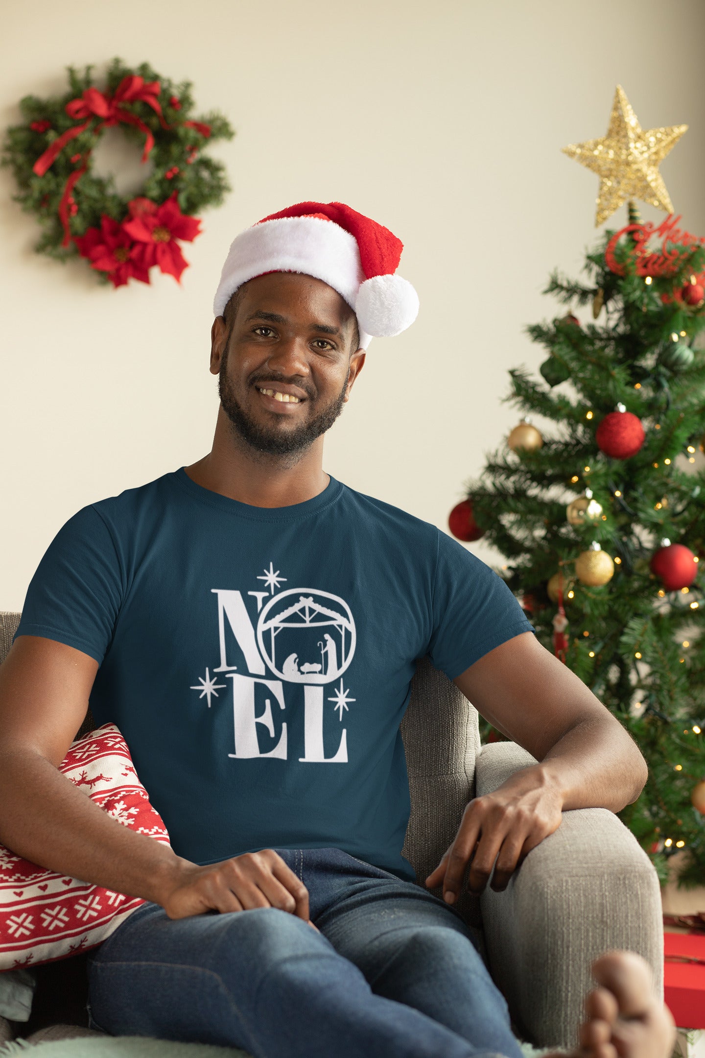 Noel Nativity Christmas T-Shirt Elegant Xmas Tee with Nativity Design Galaxy Tees